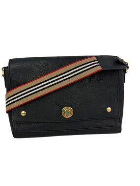 Burberry Grainy Calfskin Note Black Crossbody Bag